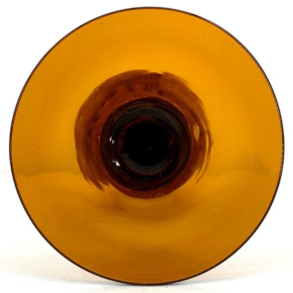 Empoli Candleholder Art Glass Optic Ribbed Twisted Stem Amber Italy 11.75" Tall - Picture 9 of 9